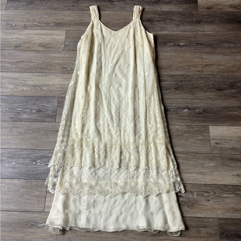 April Cornell Dress Women’s Sz XL Lace Tiered Long Fairy Cottagecore Vtg